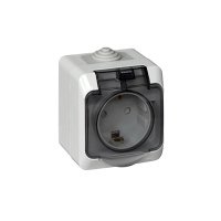 Розетка 1гн о/п с/з с крышкой Белый Этюд Schneider Electric IP44 (12/96) (РА16-044В)