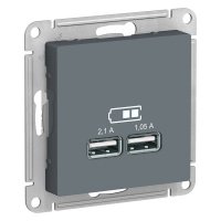 Розетка USB (1 порт 1,2А+1 порт 2,4А) Грифель AtlasDesign ATN000733