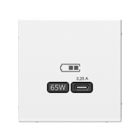 Розетка USB тип-C 65W БЕЛЫЙ ArtGallery высокоскоростная зарядка (GAL000127)