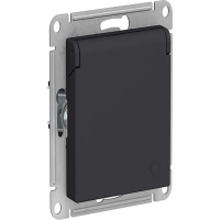 Розетка 1гн с/п с з/к штор. с крыш. IP44 Базальт AtlasDesign ATN001446 (5/20)