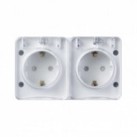 Розетка 2гн о/п с/з со шт. БЕЛЫЙ AtlasDesign PROFI IP54 16А 250B (6/48) ATN540126
