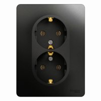 Розетка 2гн с/п с з/к Антрацит Glossa GSL000724 (10/60)