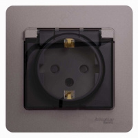 Розетка 1гн с/п с з/к  в сборе, штор. с крыш. IP44 Платина Glossa GSL001248 (10/160) купить в каталоге интернет магазина СМИТ с доставкой по Улан-Удэ