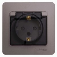 Розетка 1гн с/п с з/к  в сборе, штор. с крыш. IP44 Платина Glossa GSL001248 (10/160) купить в каталоге интернет магазина СМИТ с доставкой по Улан-Удэ