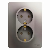 Розетка 2гн с/п с з/к Платина Glossa GSL001224 (10/60)